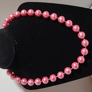Vintage 1980's Necklace Faux Pink  Pearls